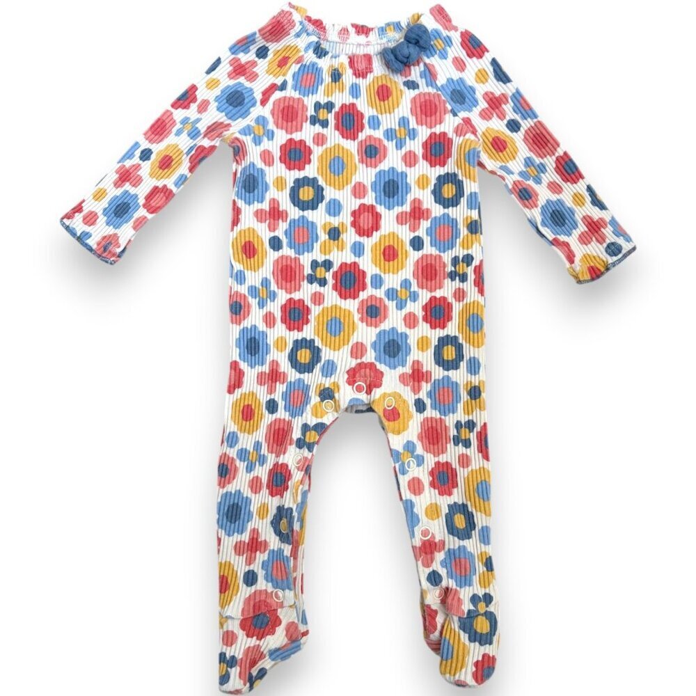 Mud Pie Ribbed Floral Footed Sleeper 0-3 Months